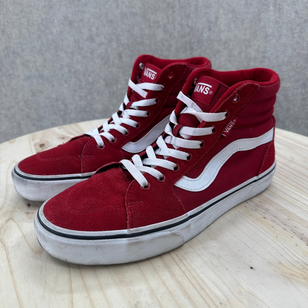 Vans Filmore Hi‎ Suede Red Chili Pepper High Top Sneakers Mens 9 Red Skate Shoes